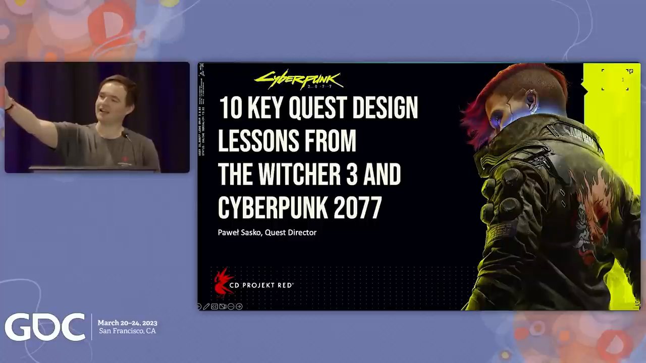 Title slide — Paweł Sasko presenting at GDC 2023