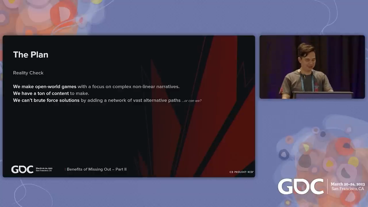 The Plan — Reality Check: open-world games with complex non-linear narratives, tons of content, can't brute force solutions